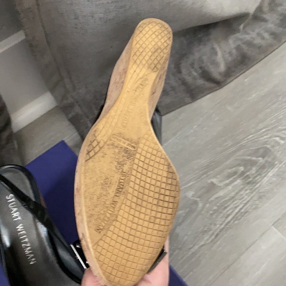 Stuart weitzman barely worn platform sling back patent leather and cork. - Picture 2 of 3